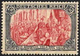 Dt. Reich 97AIM *, 1905, 5 M. Ministerdruck, Rahmen Dunkelgelbocker Quarzend, Feinst (Gummitönung Und Ein Kurzer Zahn),  - Used Stamps