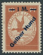 Dt. Reich IV **, 1912, 1 M. Auf 10 Pf. Gelber Hund, Gepr. Lischeck Und Fotoattest Brettl, Mi. 2700.- - Gebraucht