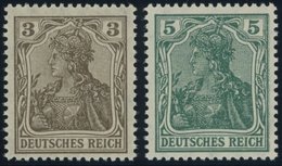 Dt. Reich 84IIb,85IId **, 1918, 3 Pf. Schwärzlichbraun Und 5 Pf. Bläulichgrün Kriegsdruck, Postfrisch, 2 Prachtwerte, Ge - Usados