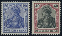 Dt. Reich 97IIa,90IIa **, 1915/6, 5 M. Kriegsdruck, Gezähnt A Und 40 Pf. Dunkelrötlichkarmin/schwarz, Postfrisch, 2 Prac - Used Stamps