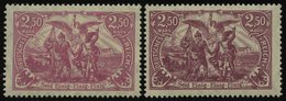 Dt. Reich 115a,d **, 1920, 2.50 M. Rosalila Und Dunkelpurpur, 2 Prachtwerte, Gepr. Infla, Mi. 65.- - Gebraucht