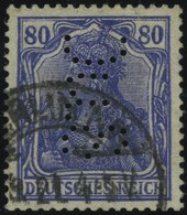 Dt. Reich 149aI O, 1920, 80 Pf. Lilaultramarin, Type I, Mit Firmenlochung, üblich Gezähnt Pracht, Gepr. Tworek, Mi. 70.- - Used Stamps