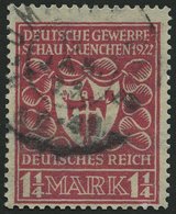 Dt. Reich 199b O, 1922, 11/4 M. Hellilarosa Gewerbeschau, Feinst (nachgezähnt), Gepr. Zenker, Mi. 400.- - Oblitérés