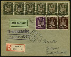 Dt. Reich 237,264/5 BRIEF, 1923, 100, 10 Und 25 M. Holztaube Auf Luftpost-Einschreib-Drucksache Von BERLIN über Wien Nac - Usati