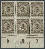 Dt. Reich 338Pa HAN **, 1923, 3 Pf. Dunkelorangebraun, Plattendruck, Im Unterrandsechserblock Mit HAN H 6357.23, Postfri - Used Stamps