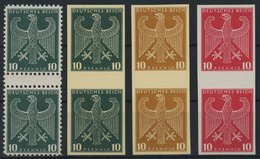 Dt. Reich ZS P (*), 1924/6, Essays Von S. V. Weech: 10 Pf. Reichsadler In Dunkelgrün (gezähnt Und Ungezähnt), Ocker Und  - Used Stamps