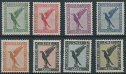 Dt. Reich 378-84 *, 1926, Adler, Teils Mehrere Falzreste, Normale Zähnung, Prachtsatz, Mi. 140.- - Usados