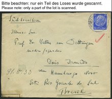 Dt. Reich 471 BRIEF, 1932/3, 25 Pf. Hindenburg, 10x Als Einzelfrankatur Auf Bedarfsbrief Nach Brasilien, Etwas Unterschi - Usati