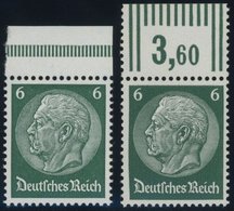 Dt. Reich 484P,W **, 1933, 6 Pf. Hindenburg, Wz. 2, Platten- Und Walzendruck, Postfrisch, 2 Prachtwerte Vom Oberrand, Mi - Other & Unclassified