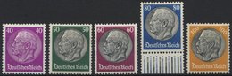 Dt. Reich 491-95 *, 1933, 40 - 100 Pf. Hindenburg, Wz. 2, Falzreste, 5 Prachtwerte, Mi. 147.- - Otros & Sin Clasificación