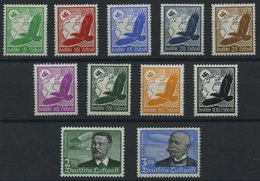 Dt. Reich 529-39x **, 1934, Flugpost, Senkrechte Gummiriffelung, Prachtsatz, Mi. 750.- - Autres & Non Classés