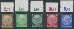 Dt. Reich 548-50,552/3POR **, 1934, 3 - 6, 12 Und 25 Pf. Hindenburg-Trauer, Plattendruck, 5 Oberrandwerte, Postfrisch, P - Sonstige & Ohne Zuordnung