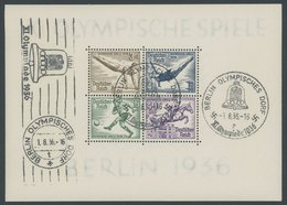 Dt. Reich Bl. 5/6 O, 1936, Blockpaar Olympische Spiele, Ersttags-Sonderstempel BERLIN OLYMPISCHES DORF Und Maschinenstem - Other & Unclassified