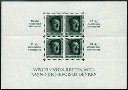 Dt. Reich Bl. 11 **, 1937, Block Reichsparteitag, Pracht, Mi. 320.- - Sonstige & Ohne Zuordnung