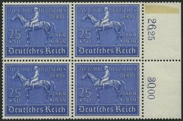 Dt. Reich 698 VB **, 1939, 25 Pf. Deutsches Derby Im Viererblock, Pracht, Mi. 320.- - Sonstige & Ohne Zuordnung