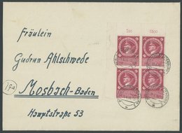 Dt. Reich 887 VB BRIEF, 1944, 54 Pf. 55. Geburtstag Im Viererblock Aus Der Linken Oberen Bogenecke Auf Umschlag, Pracht - Autres & Non Classés