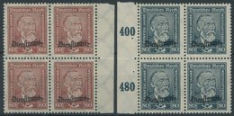 DIENSTMARKEN D 112/3 VB **, 1924, 60 Pf. Lebhaftbraunrot Und 80 Pf. Schwarzgrünblau In Randviererblocks, Postfrisch, Pra - Oficial