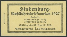 ZUSAMMENDRUCKE MH 24.2B **, 1927, Markenheftchen Hindenburgspende, Nicht Durchgezähnt, Pracht, Mi. 600.- - Zusammendrucke