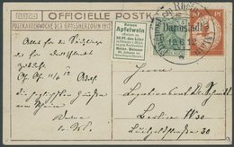 ZEPPELINPOST 10 BRIEF, 1912, 10 Pf. Flp. Am Rhein Und Main Auf Fotokarte Der Grossherzogs Familie, Mit 5 Pf. Zusatzfrank - Zeppelin