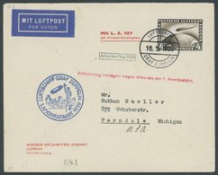 ZEPPELINPOST 26B BRIEF, 1929, Amerikafahrt, Bordpost, Frankiert Mit 4 RM Und R1 Amerika Flug 1929, Prachtbrief - Zeppelines