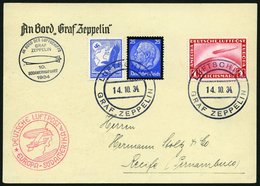 ZEPPELINPOST 280Ab BRIEF, 1934, 10. Südamerikafahrt, Beide Stempel, Prachtkarte - Zeppelins