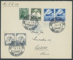 ZEPPELINPOST 407A BRIEF, 1936, 1. Nordamerikafahrt, U.a. Frankiert Mit 2x Mi.Nr. 603 Im Paar, Schwarzer Bordpoststempel  - Zeppeline