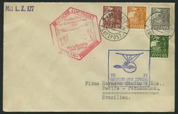 ZULEITUNGSPOST 219B BRIEF, Dänemark: 1933, 3. Südamerikafahrt, Anschlußflug Ab Berlin, Prachtbrief - Zeppelins
