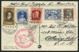 ZULEITUNGSPOST 57D BRIEF, Liechtenstein: 1930, Südamerikafahrt, Bis Bahia, Gute Frankatur, Prachtkarte - Zeppelin