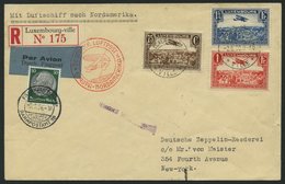 ZULEITUNGSPOST 406D BRIEF, Luxemburg: 1936, 1. Nordamerikafahrt, Auflieferung Frankfurt, Bedarfs-Einschreibbrief (rechts - Zeppelin