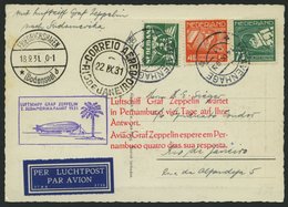 ZULEITUNGSPOST 129 BRIEF, Niederlande: 1931, 2. Südamerikafahrt, Mit Rotem Sonderstempel, Prachtkarte - Zeppelines