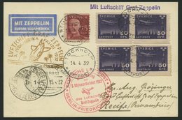 ZULEITUNGSPOST 150B BRIEF, Schweden: 1932, 3. Südamerikafahrt, Anschlussflug Ab Berlin, Prachtkarte - Zeppelin