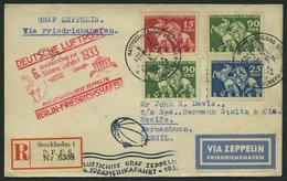 ZULEITUNGSPOST 229B BRIEF, Schweden: 1933, 6. Südamerikafahrt, Anschlussflug Ab Berlin, Einschreibbrief, Pracht - Zeppelines