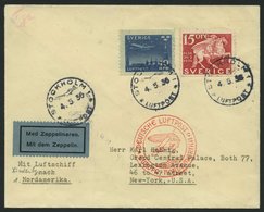 ZULEITUNGSPOST 406C BRIEF, Schweden: 1936, 1. Nordamerikafahrt, Anschlußflug Ab Frankfurt, Prachtbrief - Zeppelines