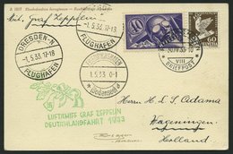 ZULEITUNGSPOST 201 BRIEF, Schweiz: 1933, Deutschlandfahrt, Prachtkarte - Zeppelins