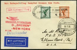 KATAPULTPOST 20b BRIEF, 31.7.1930, &quot,Bremen&quot, - New York, Seepostaufgabe, Drucksache, Prachtbrief - Cartas & Documentos