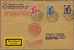 KATAPULTPOST 40c BRIEF, 10.5.1931, Bremen - New York, Nachbringe- Und Schleuderflug, Prachtbrief - Covers & Documents