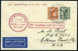 KATAPULTPOST 41b BRIEF, 16.5.1931, &quot,Europa&quot, - New York, Seepostaufgabe, Prachtbrief - Covers & Documents