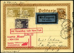 KATAPULTPOST 72Au BRIEF, Österreich: 21.9.1931, Bremen - New York, Auf 10 Gr. Ganzsachenkarte, Karte Feinst, RR!, Nur 13 - Covers & Documents