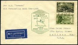 KATAPULTPOST 173Sr BRIEF, Saargebiet: 22.8.1934, Bremen - New York, Prachtbrief, RRR!, Nur 12 Belege Befördert! - Covers & Documents