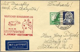 KATAPULTPOST 206c BRIEF, 18.8.1935, Bremen - Southampton, Deutsche Seepostaufgabe, Drucksache, Pracht - Storia Postale