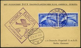 DO-X LUFTPOST DO 26 BRIEF, 19.5.1932, Deutsche Bordpostaufgabe Zum Rückflug New York - Europa, Violetter Bordpoststempel - Covers & Documents