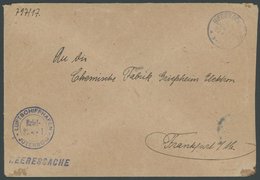 LUFTFAHRT IM I. WELTKRIEG 1916, LUFTSCHIFFHAFEN JÜTERBOG, Blauer Briefstempel Auf Heeressache, Feinst - Vliegtuigen