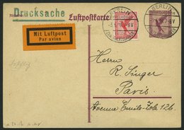 ERST-UND ERÖFFNUNGSFLÜGE 26.59.01 BRIEF, 3.6.1926, Berlin-Paris, Prachtkarte - Zeppelins