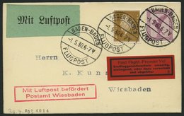 ERST-UND ERÖFFNUNGSFLÜGE 30.7.03 BRIEF, 1.5.1930, Baden Baden-Wiesbaden, Prachtkarte - Zeppelins