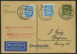 LUFTPOSTBESTÄTIGUNGSSTPL 10-01a BRIEF, BÖBLINGEN In Rot, Drucksache Von HAMBURG FUHLSBÜTTEL Nach Pforzheim, Prachtkarte - Poste Aérienne & Zeppelin