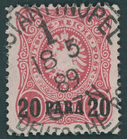 DP TÜRKEI 2b O, 1886, 20 PA. Auf 10 Pf. Dunkelrosarot, Kleiner Eckbug Sonst Pracht, Gepr. Jäschke-L., Mi. 100.- - Deutsche Post In Der Türkei