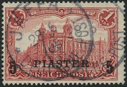 DP TÜRKEI 20II O, 1903, 5 PIA. Auf 1 M., Aufdruck Type II, Stempel JAFFA, Pracht, Gepr. W. Engel, Mi. 130.- - Deutsche Post In Der Türkei