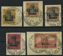 DP TÜRKEI 39/40,42-44 BrfStk, 1905-07, 11/4 Pia., 11/2 Pia. Und 21/2 - 10 Pia., Mit Wz., 5 Prachtbriefstücke - Turkey (offices)