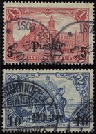 DP TÜRKEI 44/5 O, 1906/7, 5 Pia. Auf 1 M. Und 10 Pia. Auf 2 M., Mit Wz., 2 Werte üblich Gezähnt Pracht, Mi. 100.- - Turquia (oficinas)