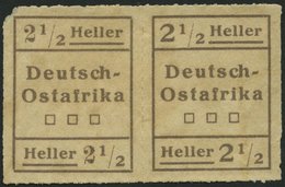 DEUTSCH-OSTAFRIKA III W2 (*), 1916, 21/2 H. Schwärzlichbraun Im Waagerechten Paar, Type II, I, Feinst (linke Obere Ecke  - Africa Orientale Tedesca
